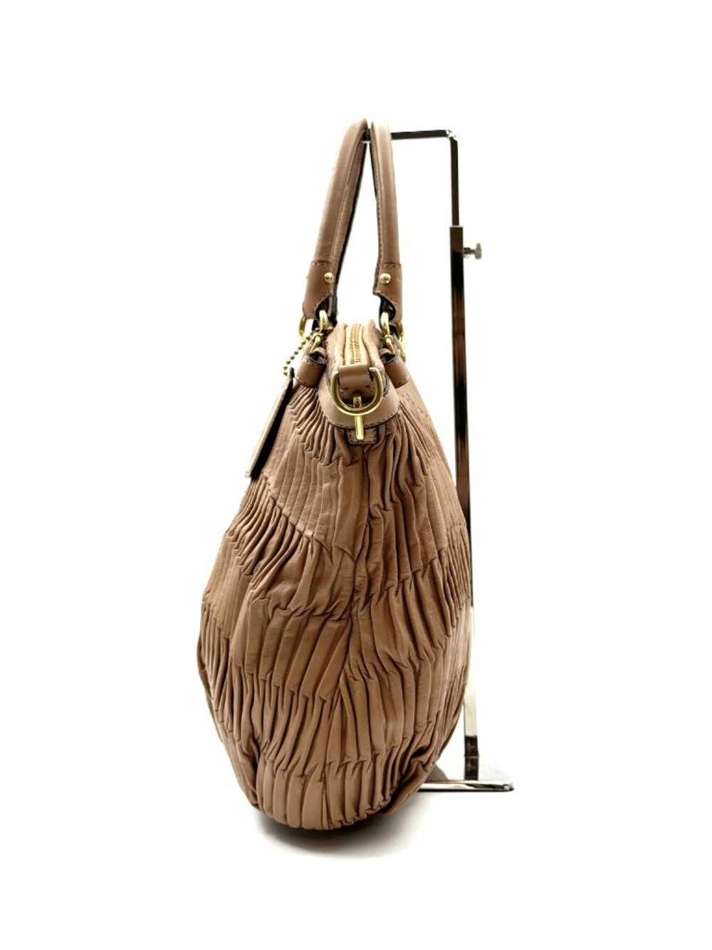 Coach Madison Gathered Leather Sophia Satchel Tan Brown Shoulder Crossbody Bag - Picture 4 of 13
